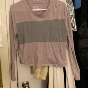 Pink shirt with a strip of gray